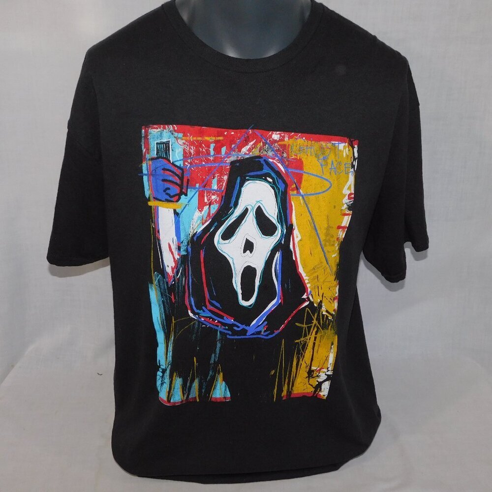 The ICON of Halloween GHOST FACE Black Graffiti Graphic T Shirt Mens XL